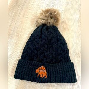 GTFO Black Toque with faux fur pom.